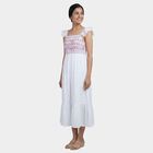 Women's Pink Cotton V-Neck Casual Dress, Pink, small