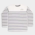 Boys Rich Eggshell White Crew Neck Casual T-Shirt, Off White, small image number null