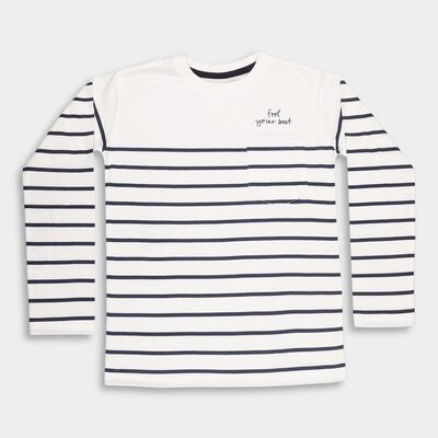 Boys Rich Eggshell White Crew Neck Casual T-Shirt