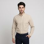 Men's Beige Checked Formal Shirt, Beige, small