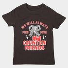 Girls Black Cotton Round Neck Regular T-Shirt, चारकोल, small