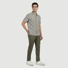 Men's Cream Geometric Regular Fit Casual Shirt, Off White, small