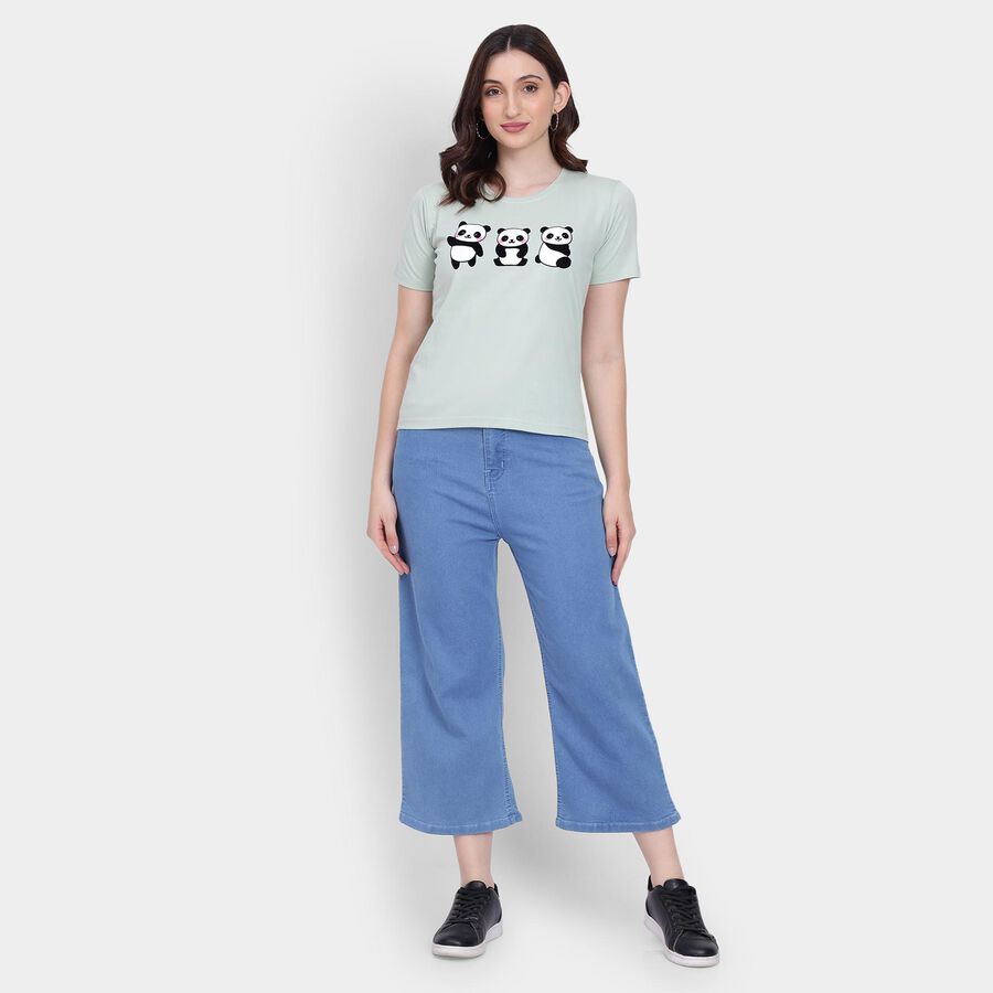 Ladies' 100% Cotton Round Neck T-Shirt , Light Green, large image number null