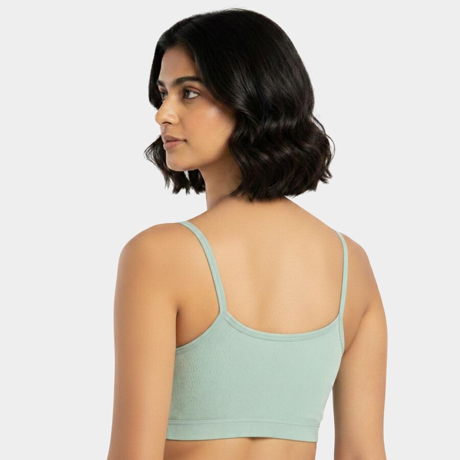 Women's Light Green Cotton Blend V-Neck Casual Bra, Light Green, large