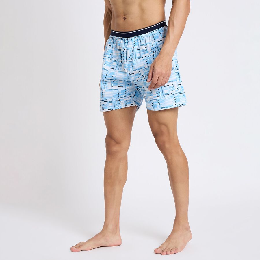 Men's 100% Cotton Boxers, हल्का नीला, large