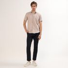 Men's Light Beige Half Sleeve Spread Collar Casual Shirt, Brown, small image number null