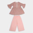 Girls' Soft Pink Floral Printed Top and Pant Fusion Set, हल्का गुलाबी, small image number null