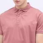 Men's Dusty Rose Cotton Polo Neck Classic T-Shirt, मूँगा (कोरल), small
