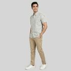 Men's Green Cotton Floral Spread Collar Regular Fit Shirt, हल्का हरा, small