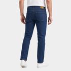 Men's Navy Blue Slim Fit Faded Jeans, मध्यम नीला, small