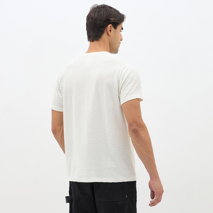 Men's Rich Eggshell White Round Neck Casual T-Shirt, Off White, large image number null