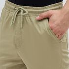 Men's Muted Beige Slim Fit Cargo Track Pants, Light Green, small image number null