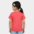 Girls Pink Round Neck Casual T-Shirt, Pink, small