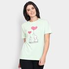 Ladies' 100% Cotton Round Neck T-Shirt, निऑन ग्रीन, small