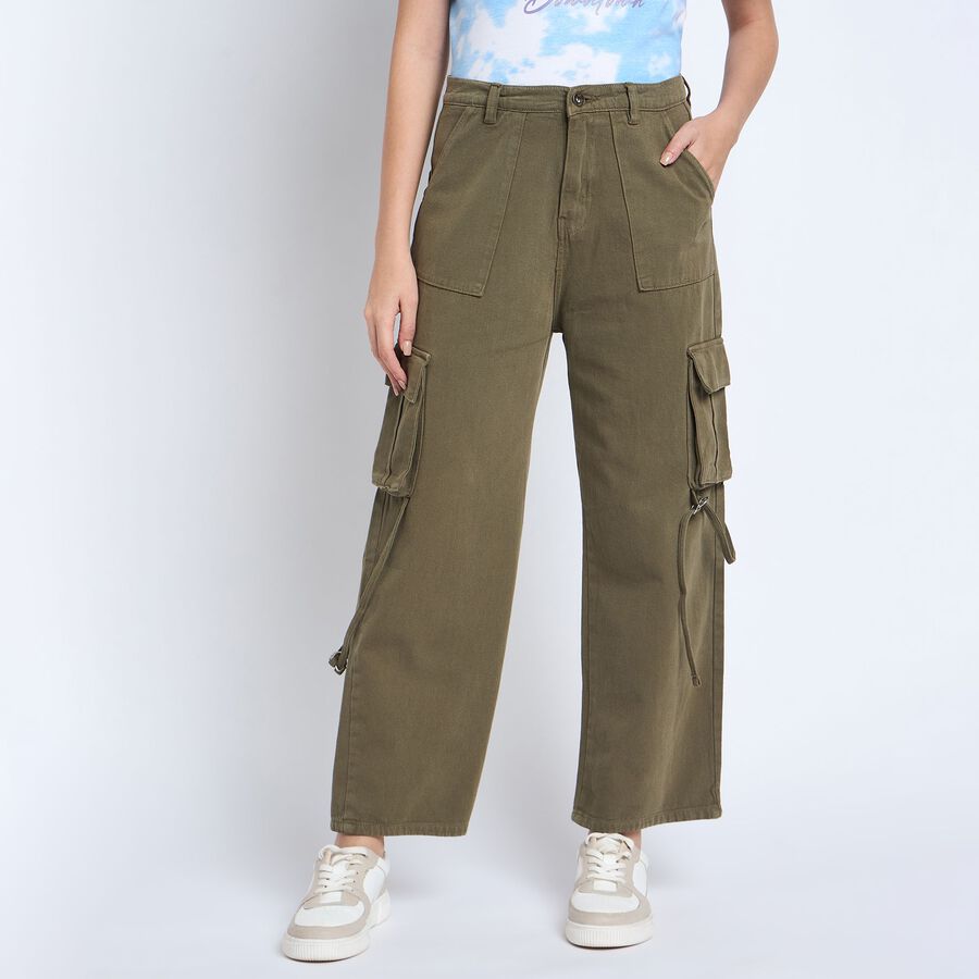 Ladies' 100% Cotton Jeans , Olive, large image number null