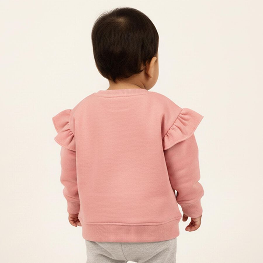 Infants Light Pink Cotton Crew Neck Casual Sweatshirt, हल्का गुलाबी, large image number null