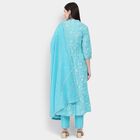 Ladies' 100% Cotton Kurta Pyjama Set with Dupatta, हल्का नीला, small image number null