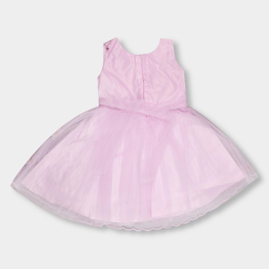 Girls' Light Lavender Flared Sleeveless Embellished Frock, Lilac, large image number null