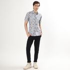 Men's Light Grey Cotton Classic Collar Casual Shirt, Light Grey, small