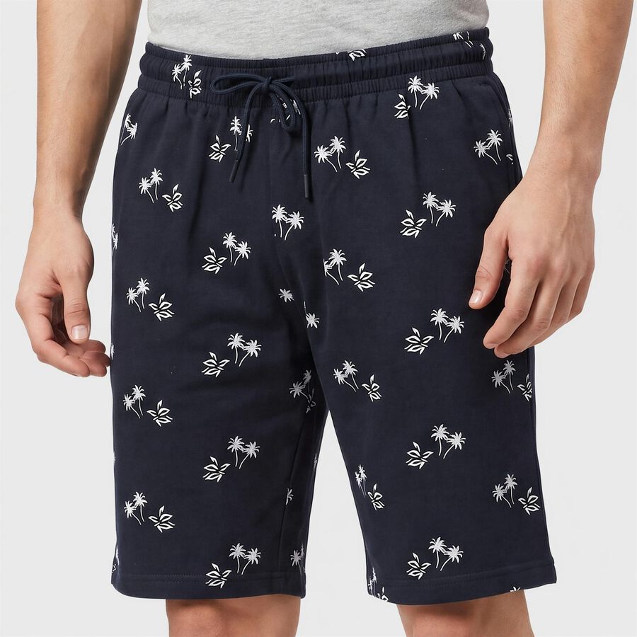 Men's Navy Blue Regular Fit Printed Jamaican Shorts, नेवी ब्लू, large