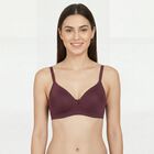 Women's Wine V-Neck Wireless Padded T-Shirt Bra, Wine, small