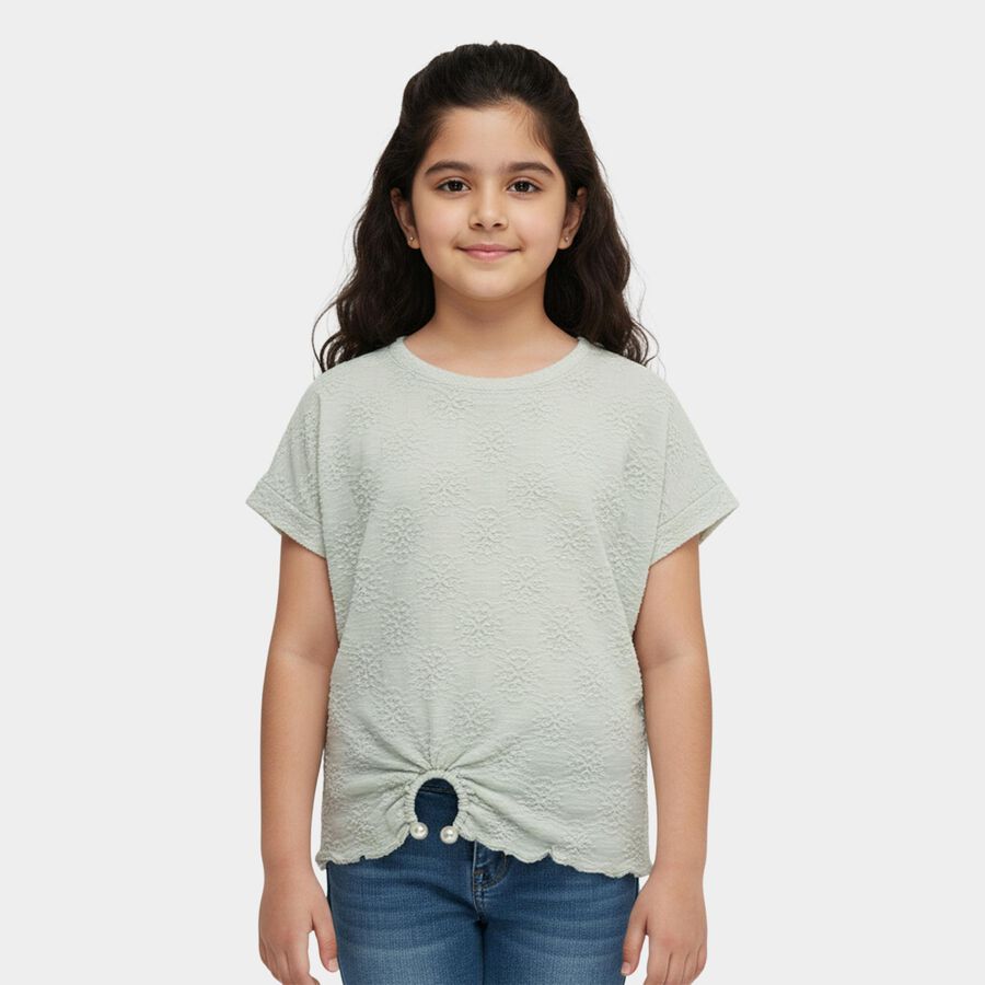 Girls' T-Shirt, हल्का हरा, large