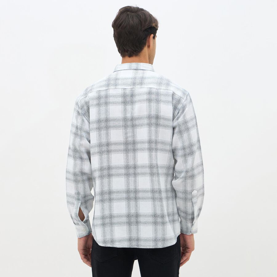 Men's White Cotton Spread Collar Casual Shirt, Off White, large image number null