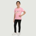 Girls Pink Round Neck Regular T-Shirt, गुलाबी, small