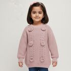 Girls' Light Pink Crew Neck Textured Pullover, हल्का गुलाबी, small image number null