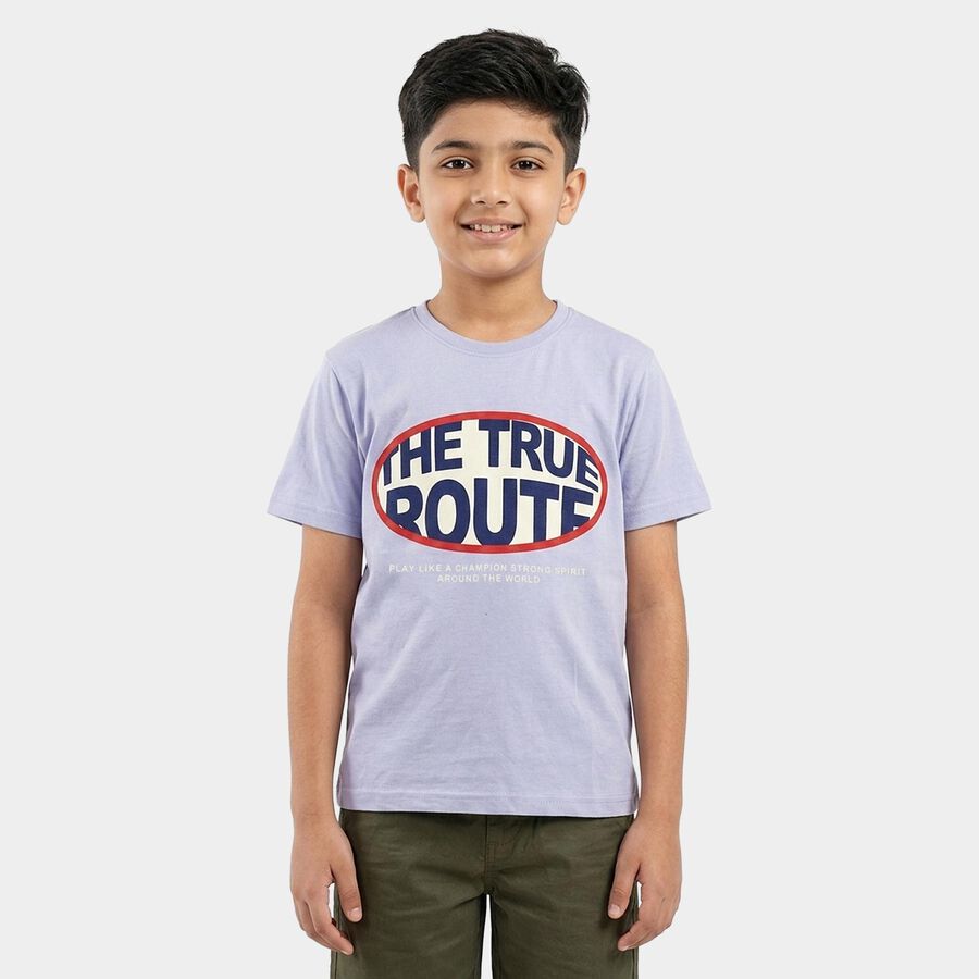 Boys' Half Sleeves T-Shirt, हल्का नीला, large