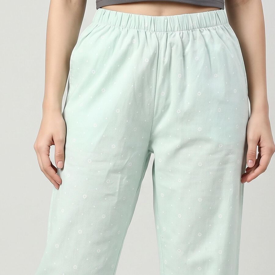 Women's Mint Green Regular Fit Printed Palazzos, Light Green, large