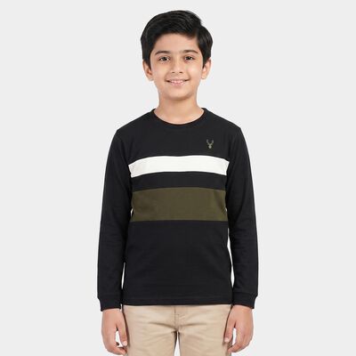 Boys' Black Crew Neck Regular T-Shirt