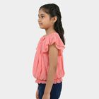 Girls' Pink Round Neck Graphic Printed T-Shirt, Pink, small
