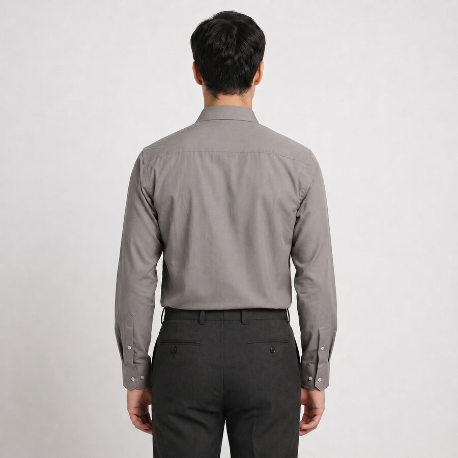 Men's Grey Regular Fit Formal Shirt, गहरा ग्रे, large