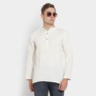 Printed Mandarin Collar Kurta, Off White, small image number null