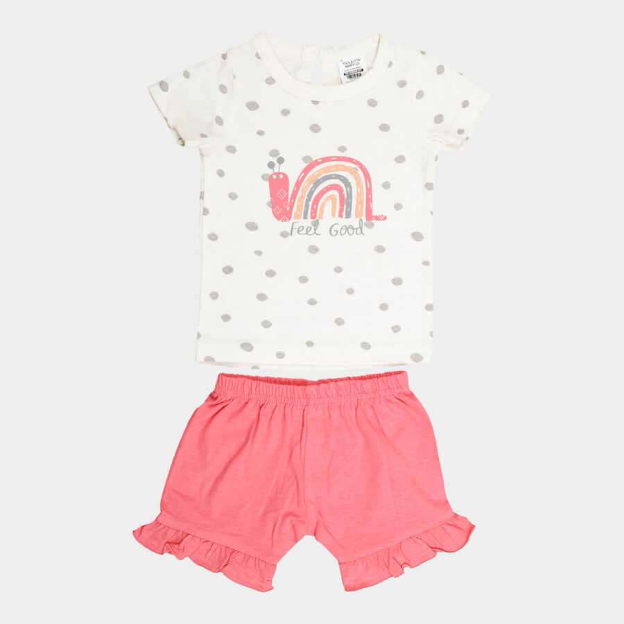 Infants Cotton Shorts Set, Off White, large image number null
