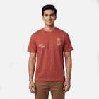 Men's Rust Cotton Round Neck Casual T-Shirt, Rust, small