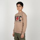 Boys Muted Beige Crew Neck Casual Sweatshirt, गहरा पीला, small image number null