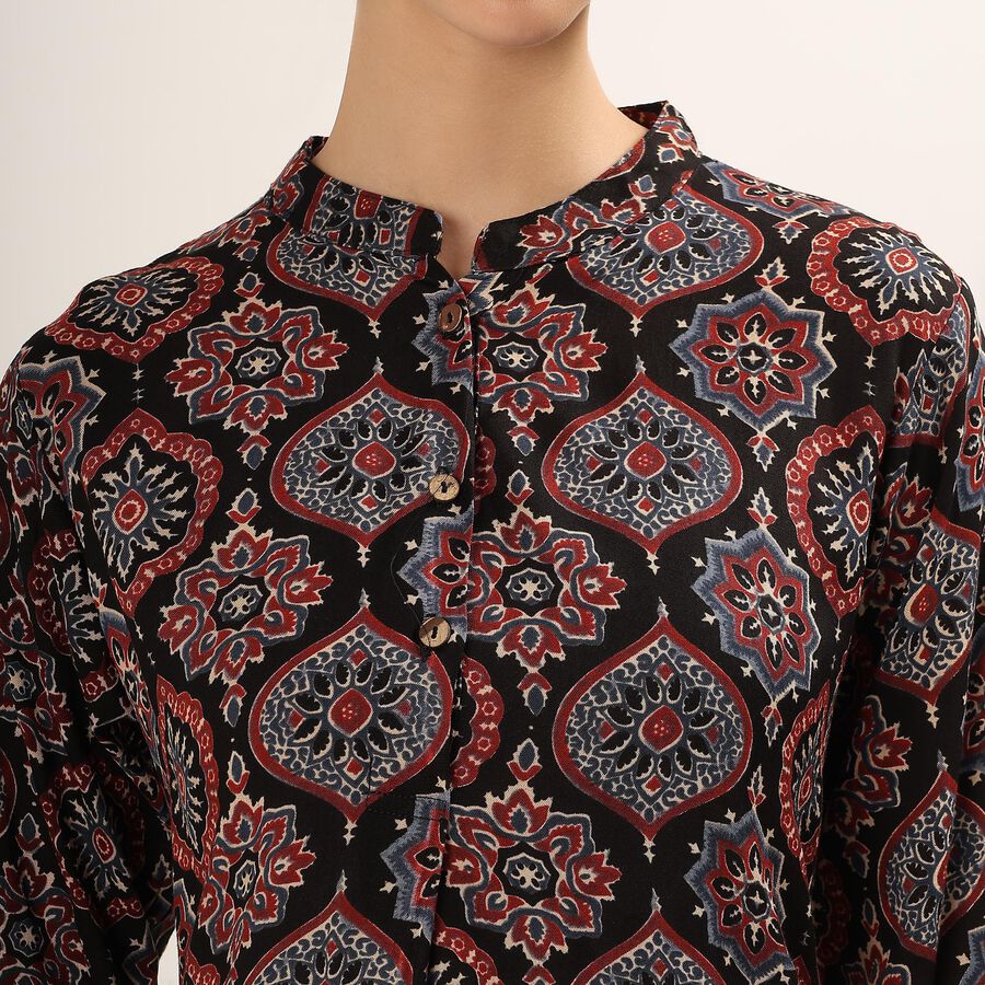 Women's Black Printed Ethnic Set, Black, large image number null