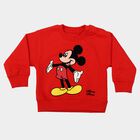 Infants' Red Cotton Crew Neck Pullover Sweatshirt, लाल, small
