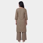 Women's Beige 100% Cotton Round Neck Straight Kurta, गहरा पीला, small