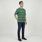 Men's Green Round Neck Casual T-Shirt, Dark Green, small