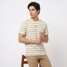Men's Cream Round Neck Regular T-Shirt, ऑफ व्हाइट, small