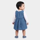 Infants' Blue Fit and Flare Embroidered Sleeveless Frock, हल्का नीला, small