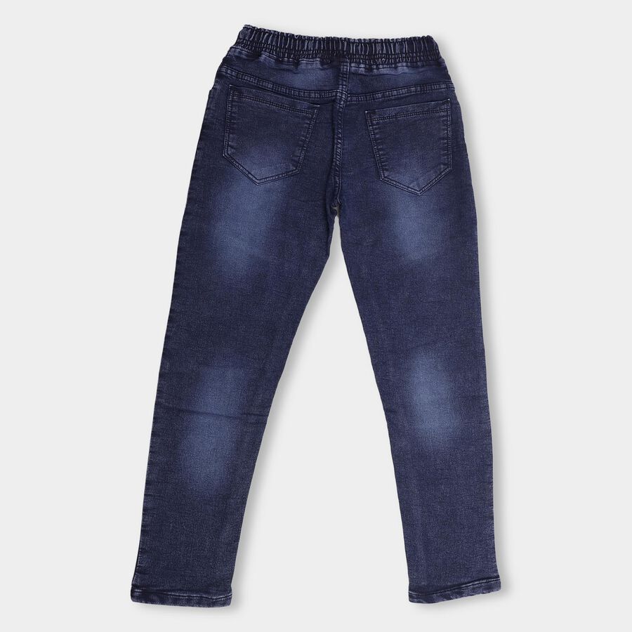 Boys' Dark Denim Blue Slim Fit Cross Pocket Jeans, Dark Blue, large image number null