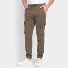 Men's Slim Fit Casual Trousers , Olive, small
