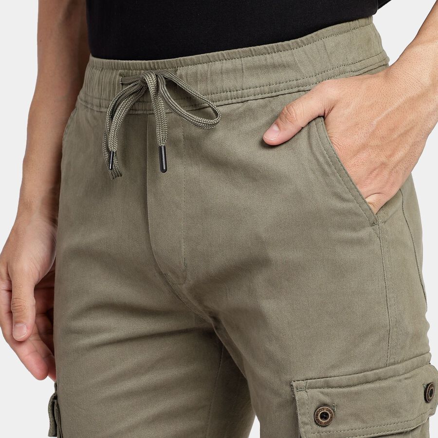 Men's Slim Fit Casual Trousers, हल्का हरा, large image number null