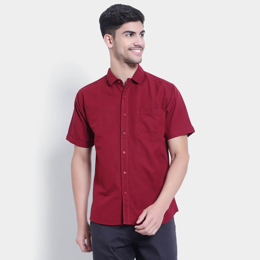 Cotton Solid Casual Shirt, Maroon, large image number null