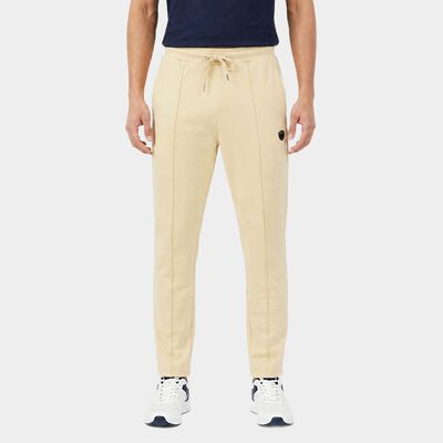 Men's Beige Slim Fit Solid Track Pants