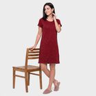 Women's Wine Cotton Round Neck T-Shirt Style Nighty, Wine, small